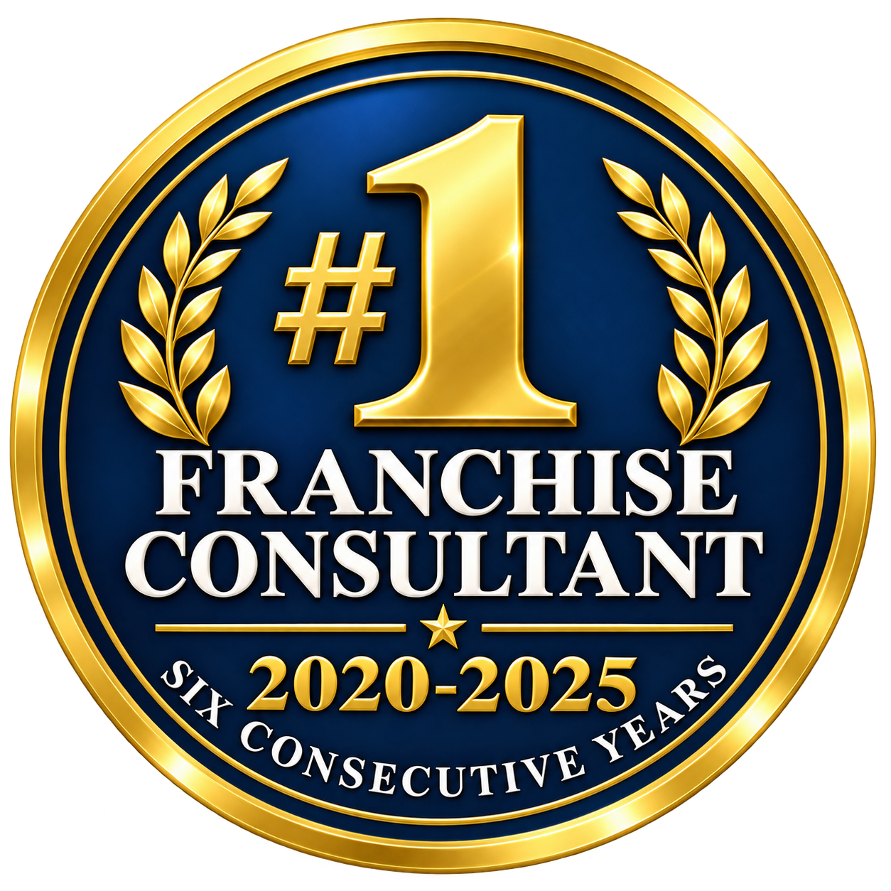 Number one franchise consultant badge recognizing Seth Lederman for six consecutive years from 2020 through 2025.