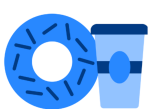 Blue animation of donut and coffee